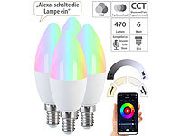 Luminea Home Control 4er-Set LED-Kerzen E14, RGB-CCT, 5 W, 470 lm, ZigBee-kompatibel