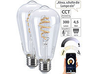 Luminea Home Control 2er-Set LED-Filament-Lampen E27, CCT, 4,5 W (ersetzt 35 W), für ZigBee; WLAN-LED-Lampen E27 RGBW WLAN-LED-Lampen E27 RGBW WLAN-LED-Lampen E27 RGBW 