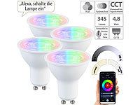 Luminea Home Control 4er-Set LED-Spots GU10, RGB-CCT, 4,8 W (ersetzt 35 W), für ZigBee
