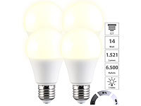 Luminea 4er-Set LED-Lampen mit 3 Helligkeits-Stufen, 14 W, 1.521 lm, 3000 K, F