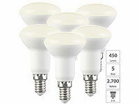 Luminea 6er-Set LED-Reflektoren, R50, warmweiß, 450 lm, E14, 5W (ersetzt 40W); LED-Tropfen E27 (warmweiß) LED-Tropfen E27 (warmweiß) 