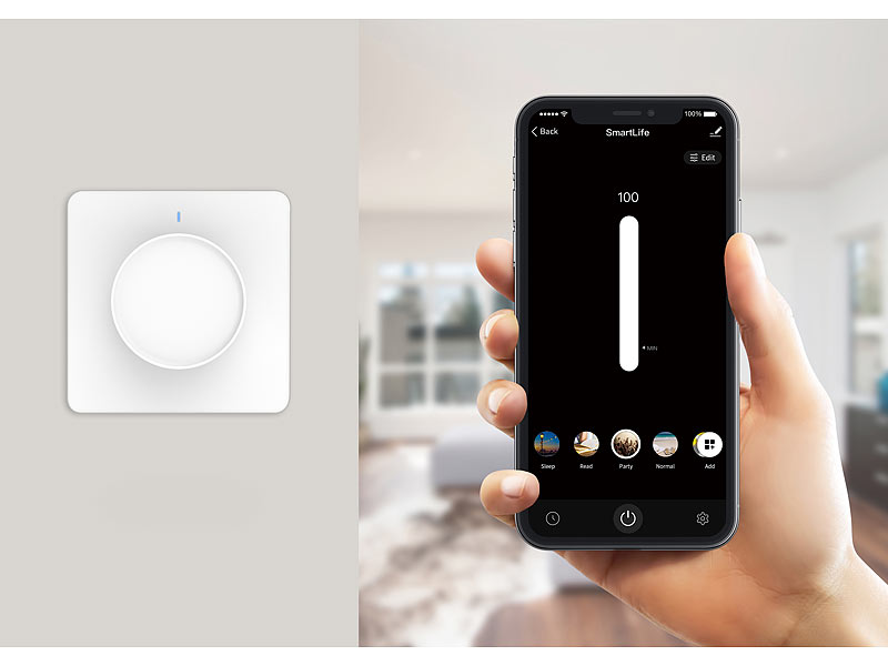 Smart Dimmer Schalter für WiFi LED Leuchten Fernbedienung Sprachintegration