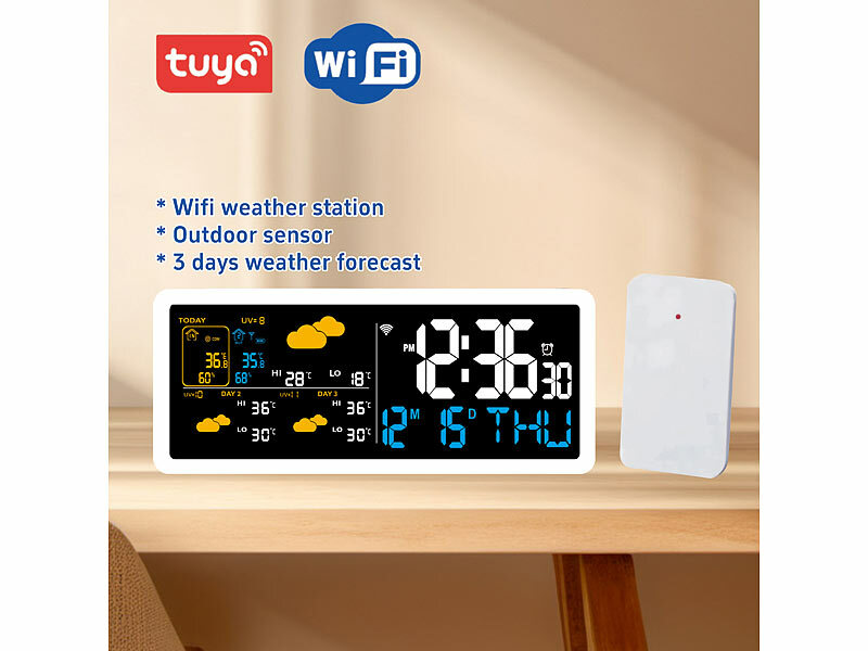 ; WLAN-Temperatur- & Luftfeuchtigkeitssensor mit Display und App für innen und außen WLAN-Temperatur- & Luftfeuchtigkeitssensor mit Display und App für innen und außen WLAN-Temperatur- & Luftfeuchtigkeitssensor mit Display und App für innen und außen 