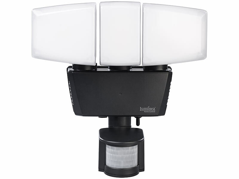 Luminea 3-fach-Solar-LED-Fluter für außen, PIR-Sensor, 1,6-W-Panel